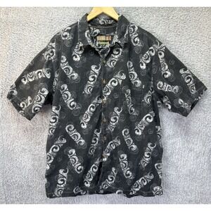 Kahala 1936 Hawaiian Mens XL Short Sleeve Button Up Shirt Gray White Vacation